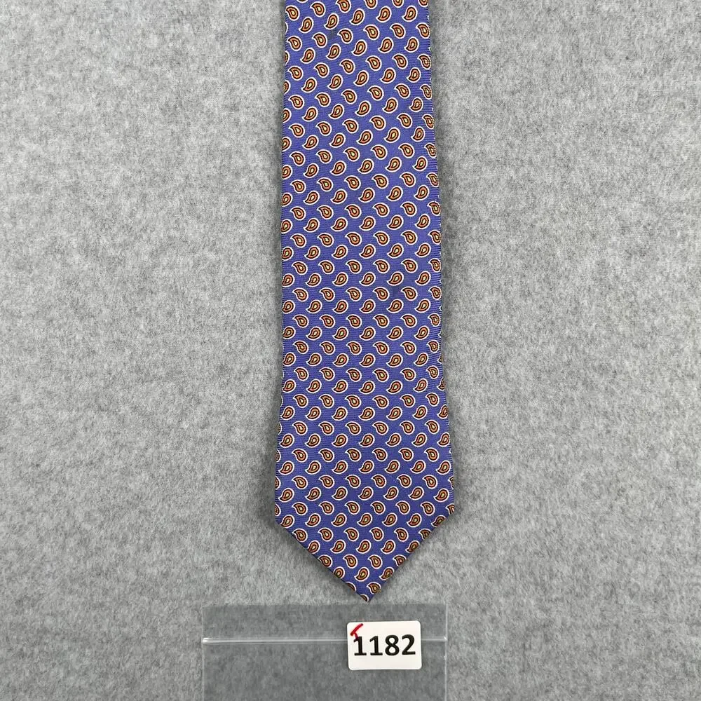 Vintage Polo Ralph Lauren Necktie Silk Blue Paisley Made In Italy Tie